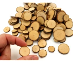 Tout Pour le Jeu 100 à 120 mini rondelles en bois brut avec écorce 1 à 3 cm de diamètre