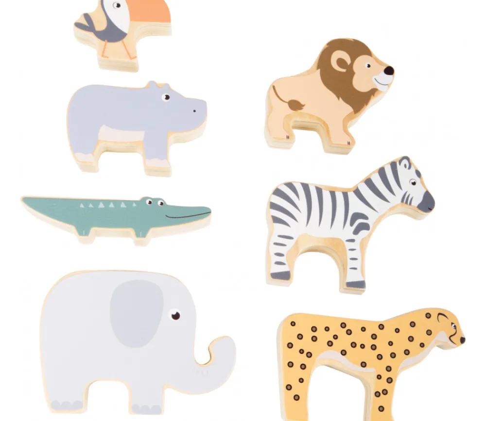 Tout Pour le Jeu 7 animaux de la savane en bois colorés