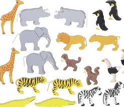 Tout Pour le Jeu 20 animaux Sauvages en bois avec couleurs