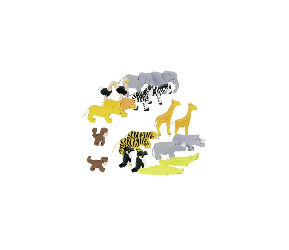 Tout Pour le Jeu 20 animaux Sauvages en bois avec couleurs