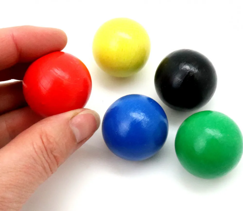 Tout Pour le Jeu 5 balles 30 mm bois cochonnet 5 couleurs pour jeux ou pétanque