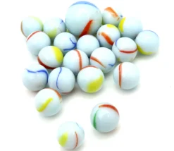 Tout Pour le Jeu 20 Billes opaques blanches avec liseret - Américaine 16 mm + 1 calot