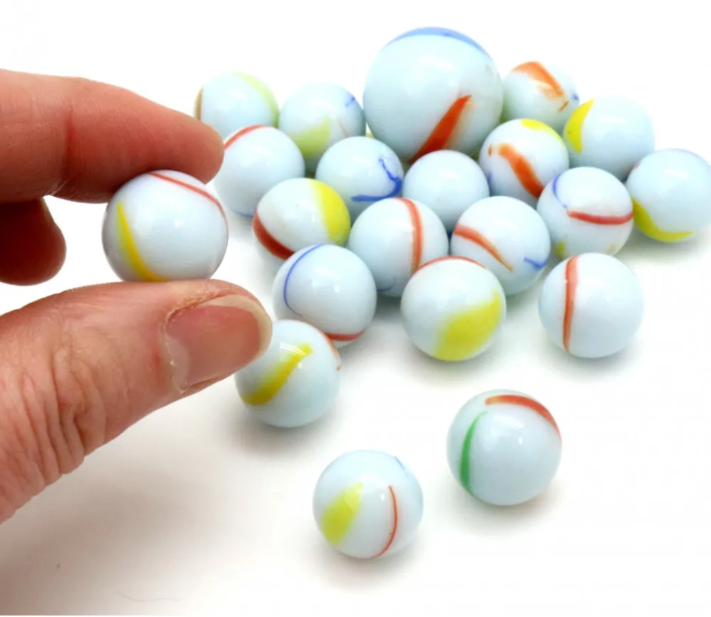 Tout Pour le Jeu 20 Billes opaques blanches avec liseret - Américaine 16 mm + 1 calot