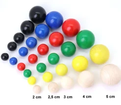 Tout Pour le Jeu 6 boules 4 cm en bois multicolores 6 couleurs pour jeux