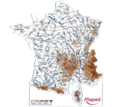 Tout Pour le Jeu 2 cartes de France reliefs et fleuves, régions et départements