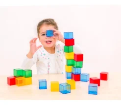 Tout Pour le Jeu 36 cubes 4 cm en plastique translucide. Jeu construction coloré