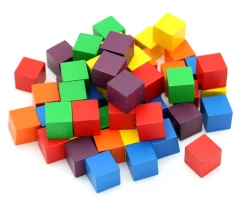 Tout Pour le Jeu 30 Cubes 2.5 x 2.5 cm en bois multicolores - 5 x 6 couleurs - 25 mm