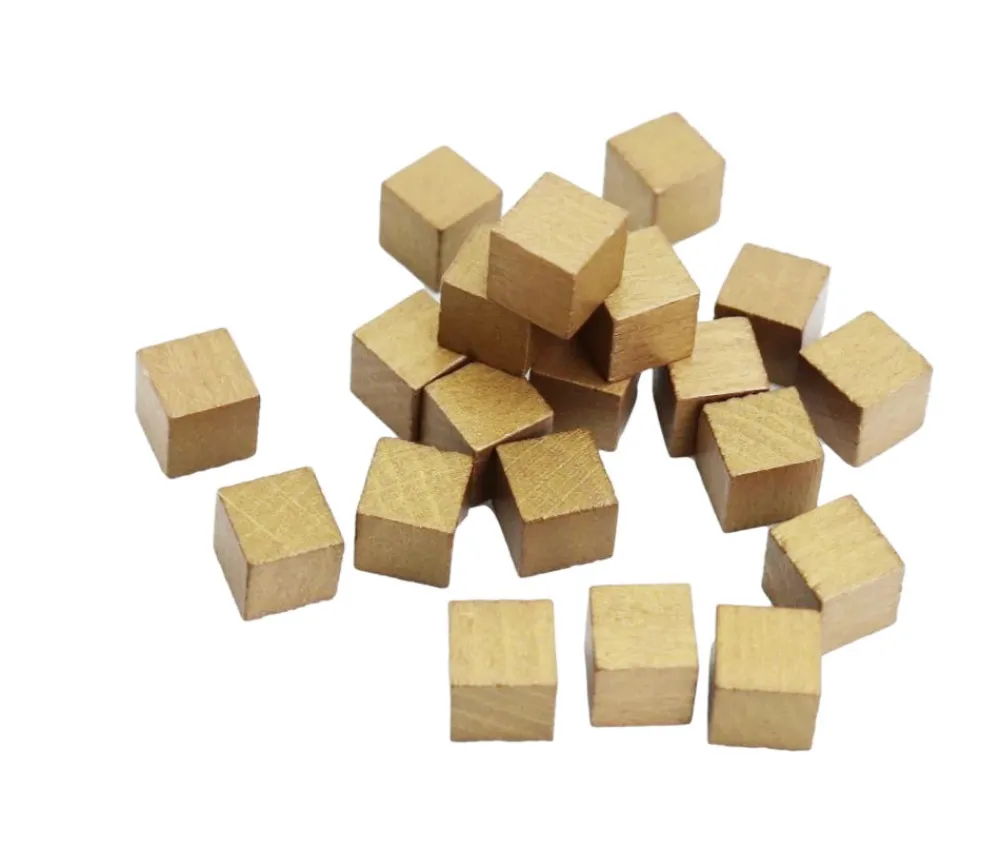 Tout Pour le Jeu 20 cubes en bois 0.8 cm dorés or