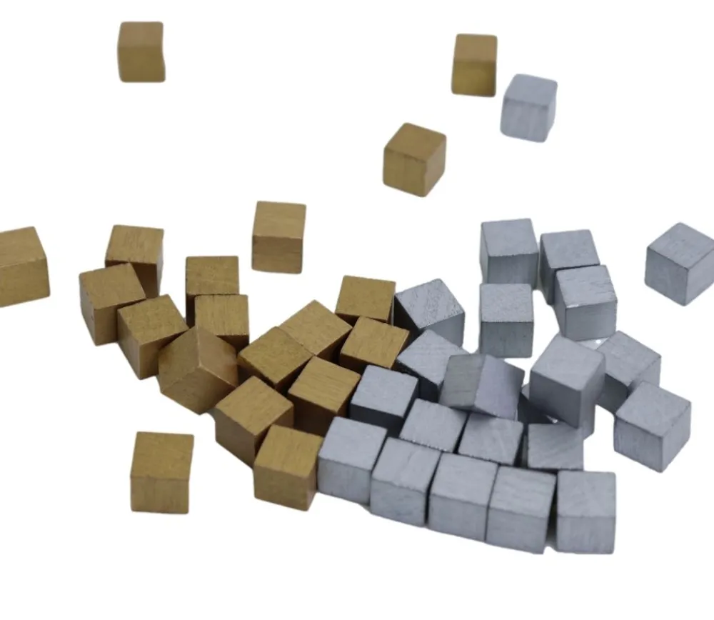 Tout Pour le Jeu 20 cubes en bois 1 cm dorés or