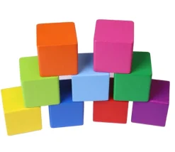 Tout Pour le Jeu 9 Cubes en bois 3.5 cm multicolores 9 couleurs