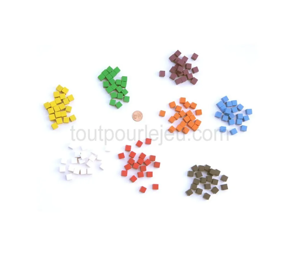 Tout Pour le Jeu 20 Cubes en bois 0.8 cm. 8x8x8 mm par couleur