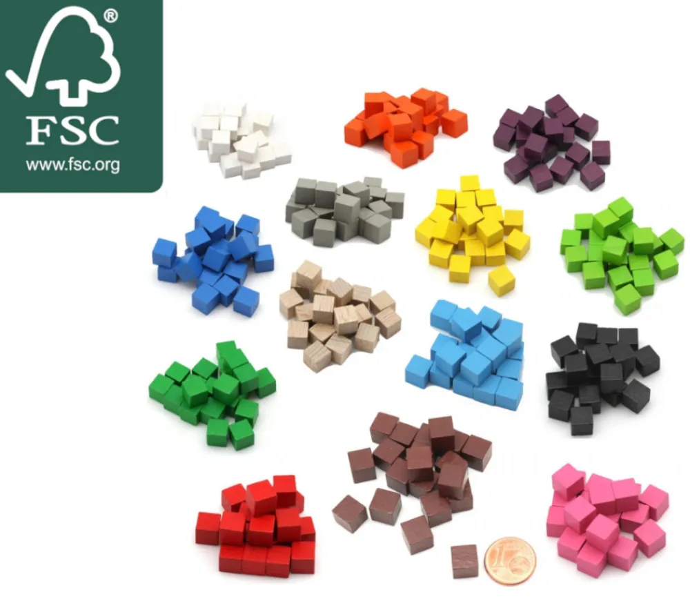 Tout Pour le Jeu 20 Cubes en bois 0.8 cm. 8x8x8 mm par couleur