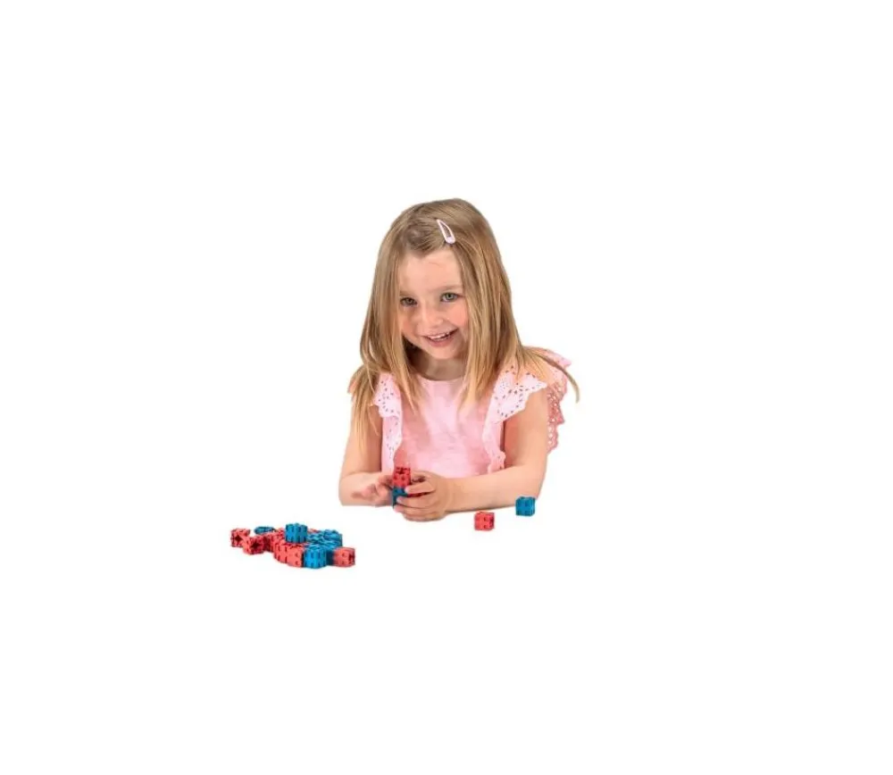 Enfant Tout Pour le Jeu 100 cubes encastrables rouge et bleu en bois recyclé
