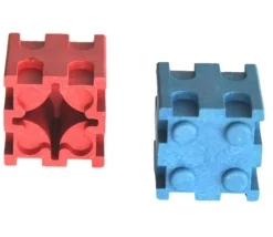 Enfant Tout Pour le Jeu 100 cubes encastrables rouge et bleu en bois recyclé