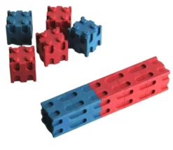 Enfant Tout Pour le Jeu 100 cubes encastrables rouge et bleu en bois recyclé