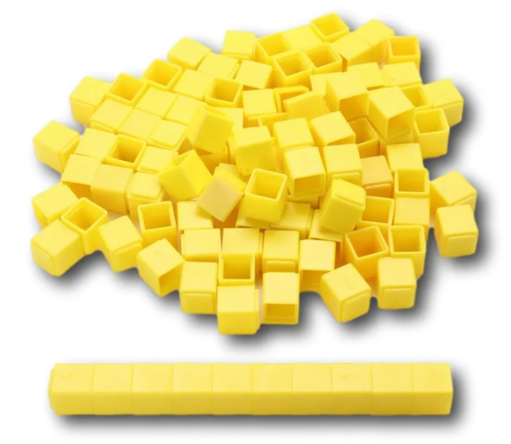 Tout Pour le Jeu 100 Cubes unités 1 cm jaunes emboitables en Re-plastique