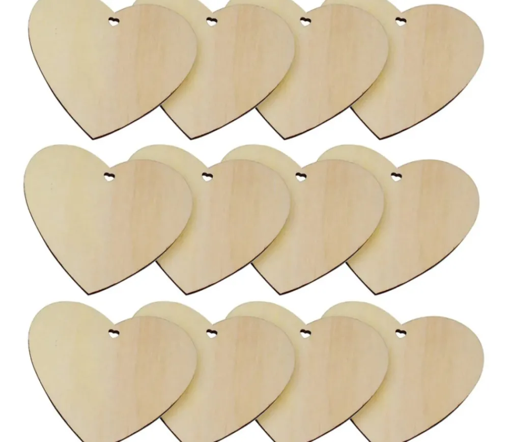 Tout Pour le Jeu 50 Cœurs en Bois à personnaliser plats 10 cm