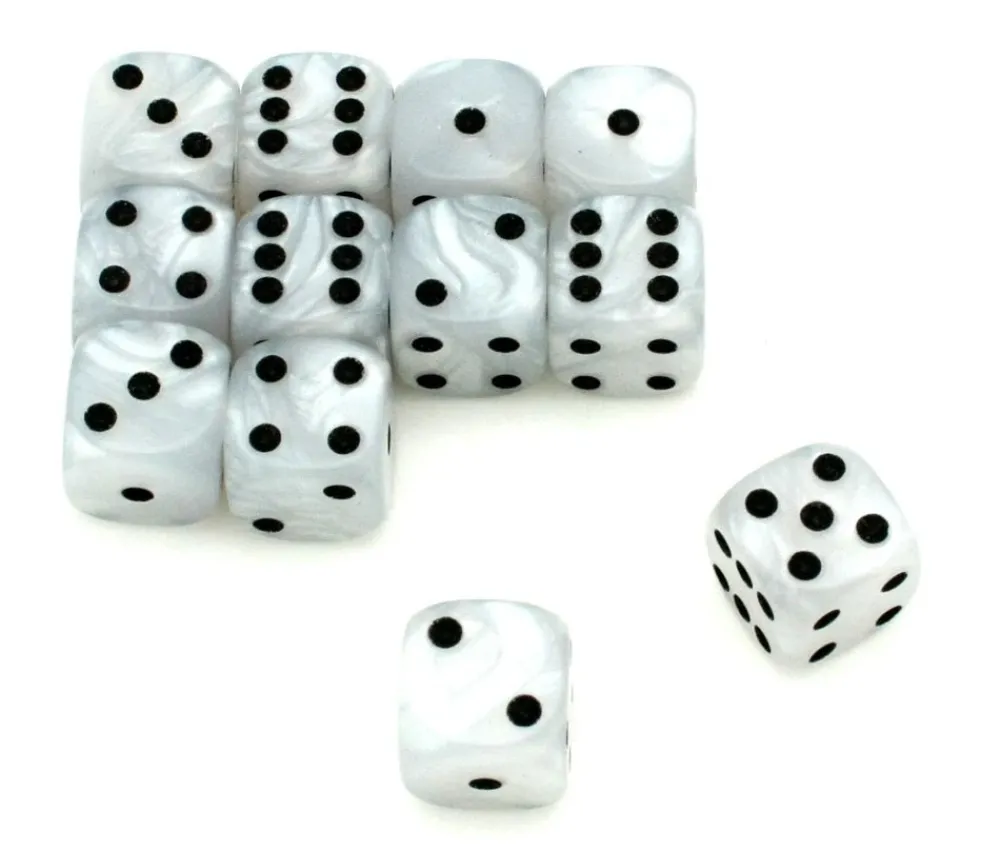 Tout Pour le Jeu 50 Dés blancs perlés nacrés 16 mm avec points 1 à 6