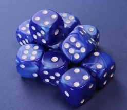 Tout Pour le Jeu 50 Dés bleus perlés nacrés 16 mm avec points 1 à 6
