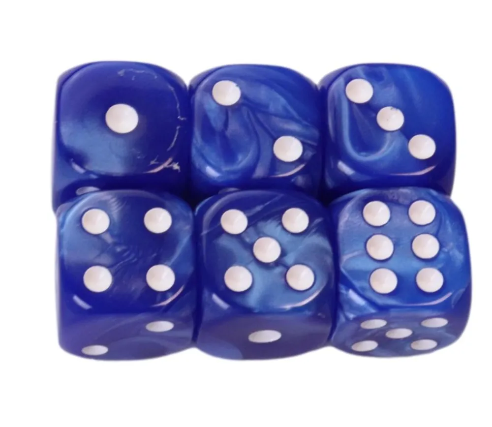 Tout Pour le Jeu 50 Dés bleus perlés nacrés 16 mm avec points 1 à 6