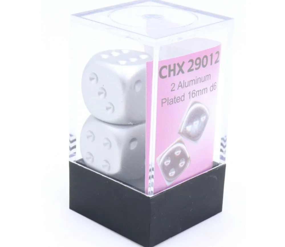 Tout Pour le Jeu 2 dés couleur aluminium platine 16 mm