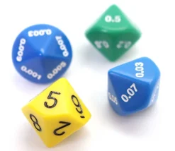 Tout Pour le Jeu 4 dés décimaux 10 faces : unité, dixième, centième, millième