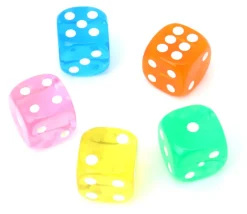 Tout Pour le Jeu 5 Dés de jeux Yams translucides multicolores 16 mm