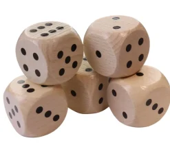 Tout Pour le Jeu 5 Dés en bois 4 cm de 1 à 6 - yam géant