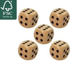 Tout Pour le Jeu 5 Dés en bois 3 cm de 1 à 6 pour jeu de société yam géant