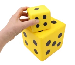 Tout Pour le Jeu 2 dés géants 7.5 cm et 15 cm mousse dense jaune