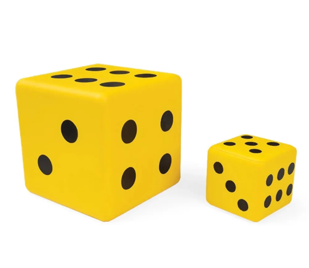 Tout Pour le Jeu 2 dés géants 7.5 cm et 15 cm mousse dense jaune