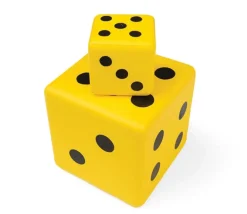 Tout Pour le Jeu 2 dés géants 7.5 cm et 15 cm mousse dense jaune