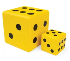 Tout Pour le Jeu 2 dés géants 7.5 cm et 15 cm mousse dense jaune