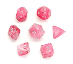 Tout Pour le Jeu 7 dés ghost roses blanc phosphorescent