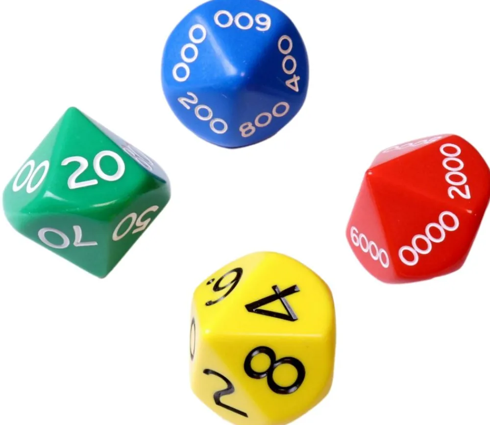 Tout Pour le Jeu 4 dés JUMBO unité, dizaine, centaine, millier 10 faces