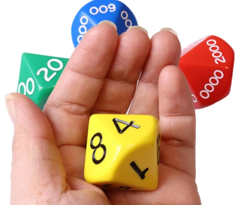 Tout Pour le Jeu 4 dés JUMBO unité, dizaine, centaine, millier 10 faces