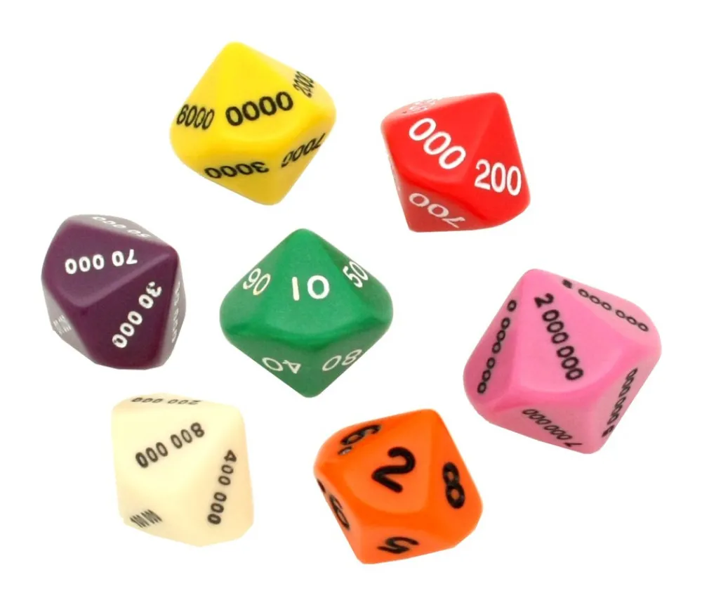 Tout Pour le Jeu 7 dés math valeurs : unité, dizaine, centaine, millier, million 10 faces