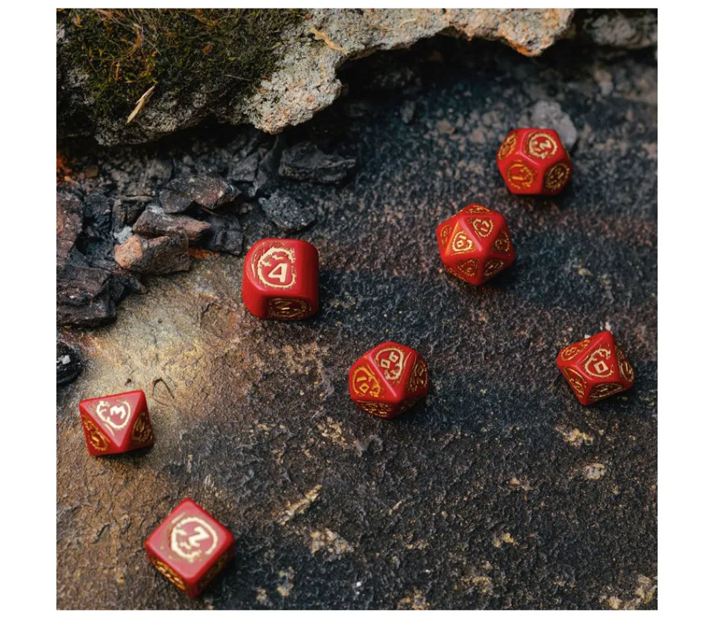 Tout Pour le Jeu 7 dés modernes multi-faces dragons rouge et or