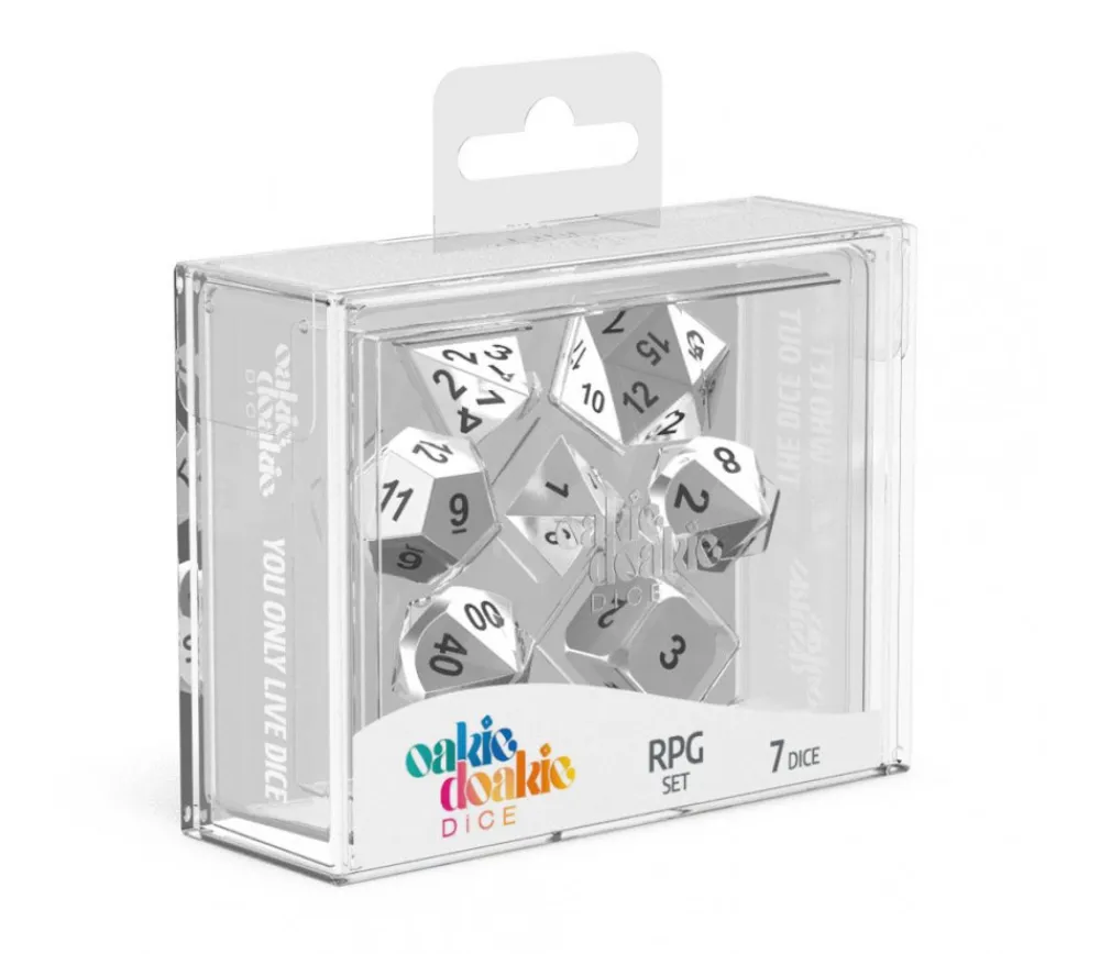 Tout Pour le Jeu 7 dés métal argenté multi-faces RPG