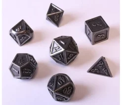 Tout Pour le Jeu 7 Dés métal argenté multi-faces (taille 14 mm)