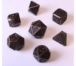 Tout Pour le Jeu 7 Dés métal cuivré multi-faces (D6 en 14 mm)