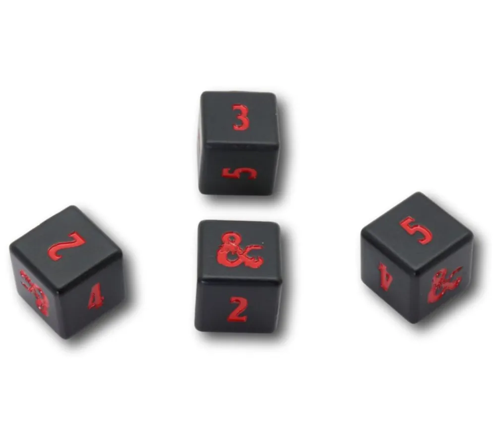 Tout Pour le Jeu 4 Dés métal noir 6 faces Donjons & Dragons