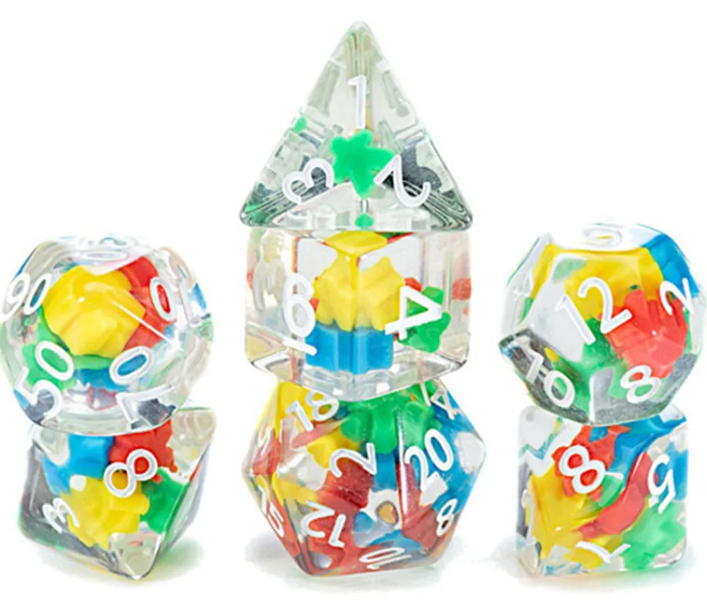 Tout Pour le Jeu 7 dés multifaces avec mini meeples à l'intérieur