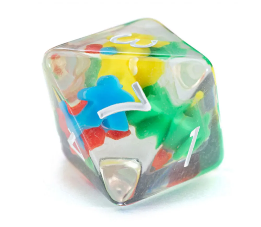 Tout Pour le Jeu 7 dés multifaces avec mini meeples à l'intérieur