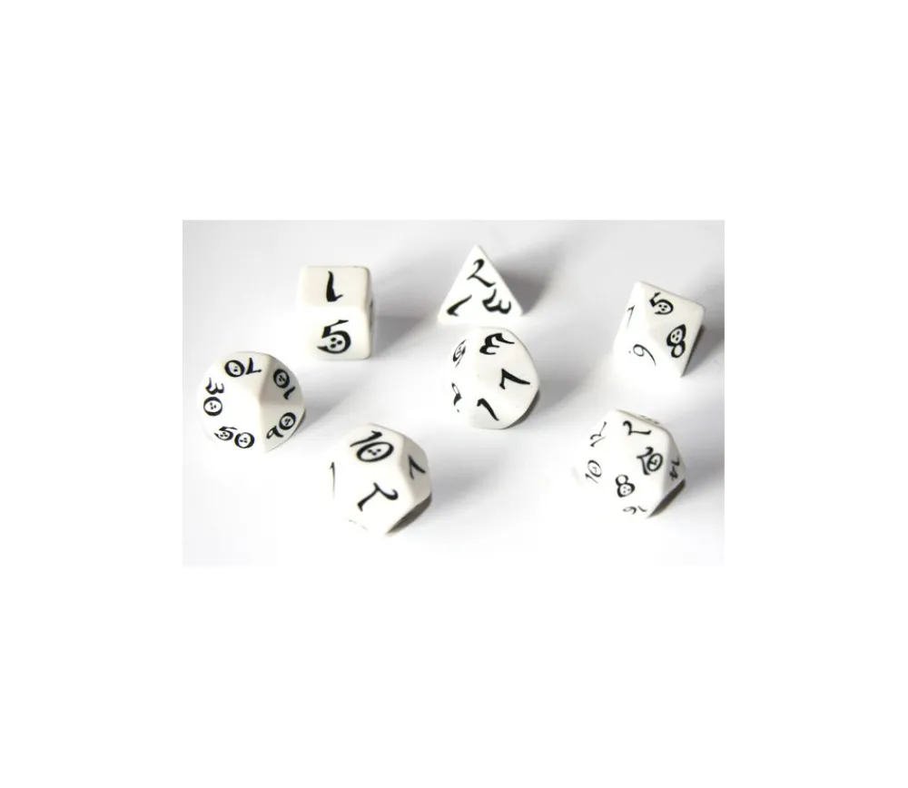 Tout Pour le Jeu 7 dés multifaces blancs gravage noir CLASSIC ELVEN - style elfe
