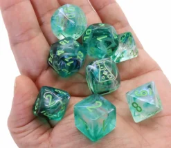 Tout Pour le Jeu 8 dés multi-faces Borealis vert clair Chessex Lab Dice 6