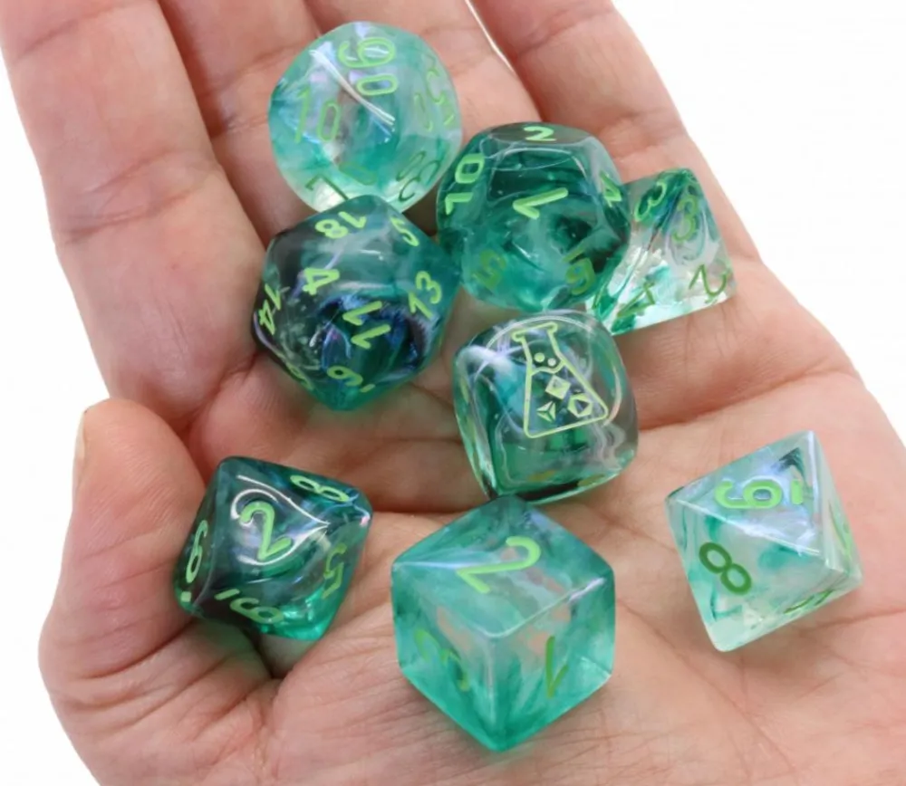 Tout Pour le Jeu 8 dés multi-faces Borealis vert clair Chessex Lab Dice 6