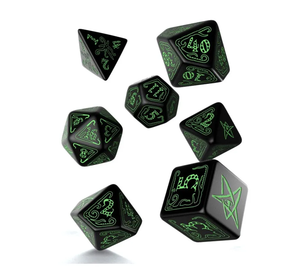 Tout Pour le Jeu 7 dés multifaces Call of Cthulhu - noir et vert COC