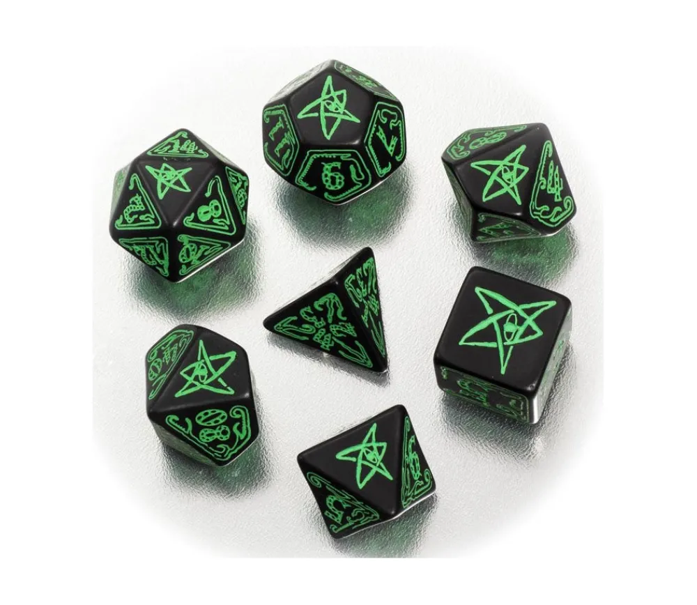 Tout Pour le Jeu 7 dés multifaces Call of Cthulhu - noir et vert COC