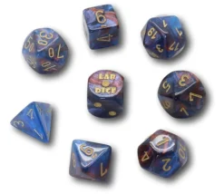 Tout Pour le Jeu 8 dés multi-faces cuivré/bleu chiffres dorés LAB dice 6
